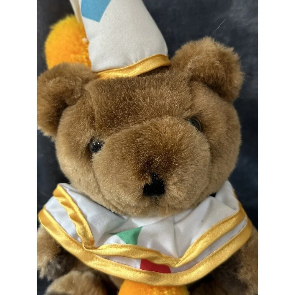 Napco Teddy Bear Plush Brown Vintage Clown- VERY RARE- READ 10